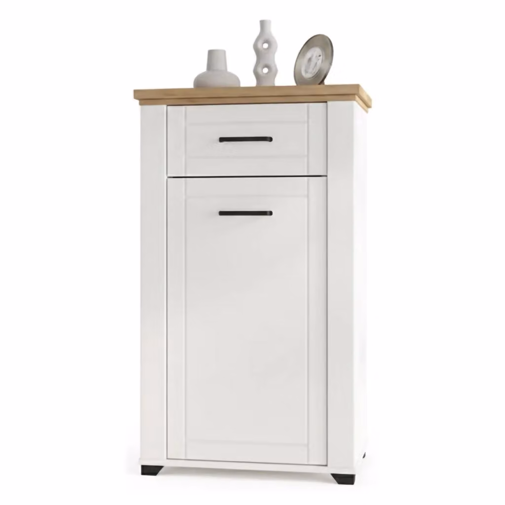 Mobile da ingresso DMORA Rogeno con cassetto e ante, Bianco Opaco, L: 60.5 cm, P: 41 cm, H: 105 cm – 2