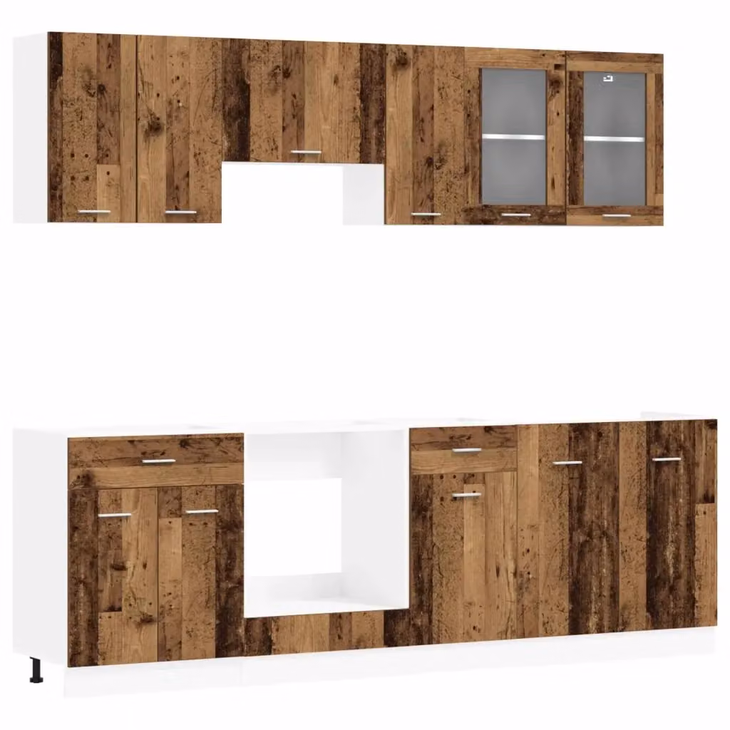 Unità cucina moderna vidaXL Lyon in legno marrone composta da 8 pezzi con ante a battente e ripiani interni L/P/H: 133,0 x 46,0 x 81,5 cm – 2