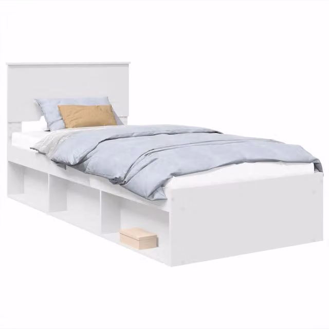 Letto singolo | Letto per adulti | Struttura del letto Bianco 90 x 190 cm Legno multistrato