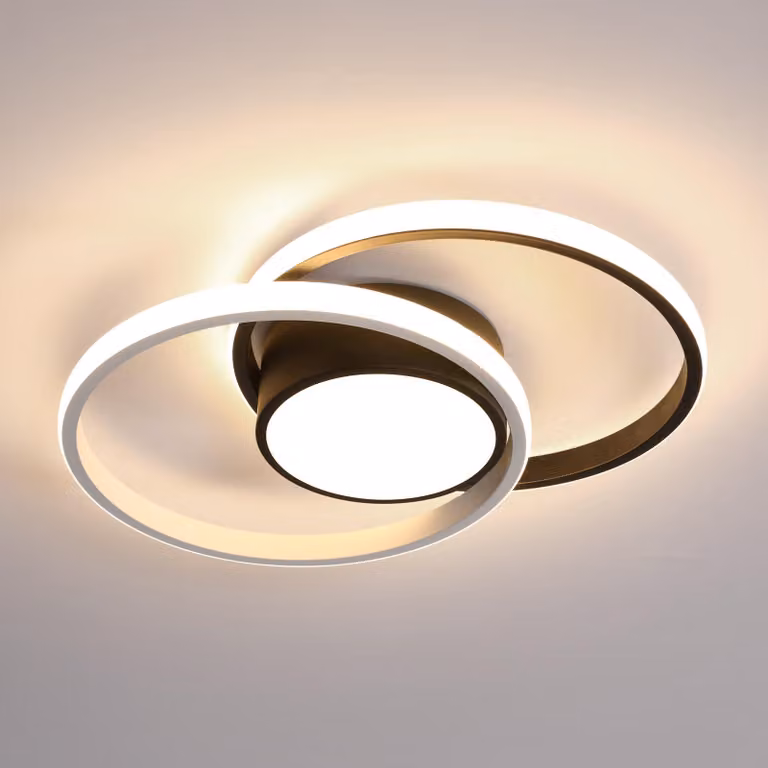 Lampada a soffitto LED, 42W, design moderno, forma circolare, ideale per camera da letto, bagno, cucina, balcone, diametro 40cm, luce naturale 4500K, colore nero