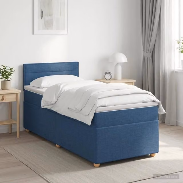 Letto box spring con materasso Blu 90 x 200 cm Tessuto 3450866