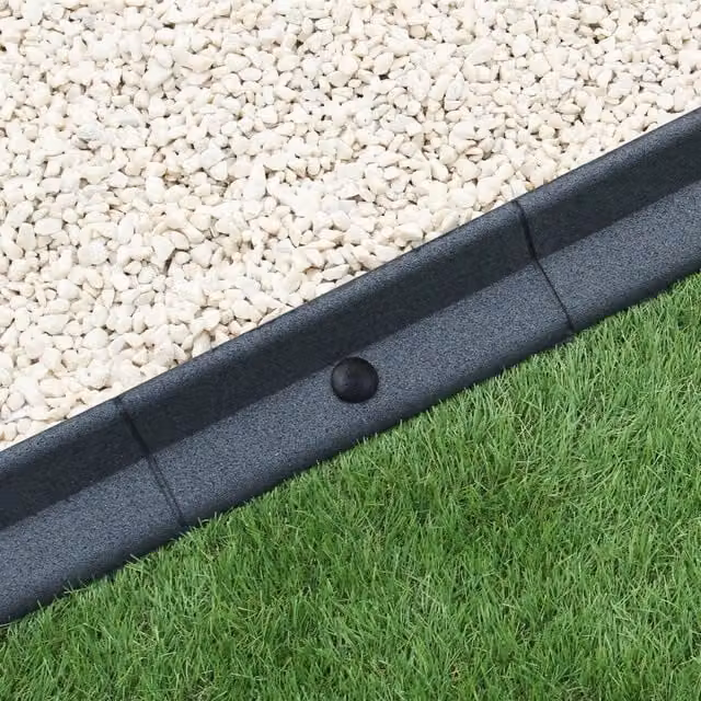 Set di 6 pezzi di bordura per aiuole e bordo prato Monster Shop in gomma resistente agli UV, colore grigio, lunghezza 1,2 m per pezzo – 1