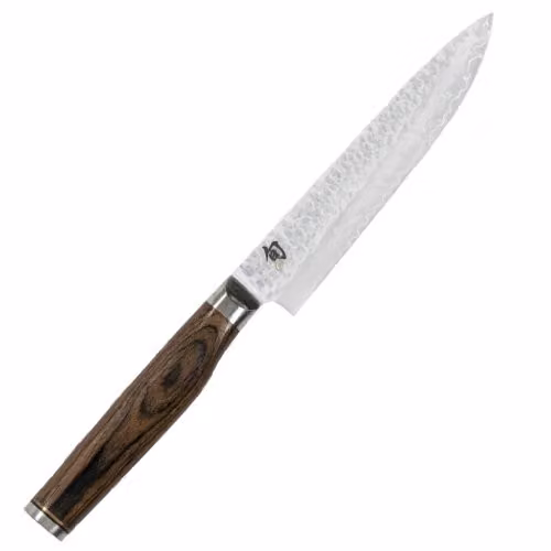 KAI Shun Premier Tim Mälzer coltello da bistecca giapponese set da 2 pezzi lunghezza lama 13 cm - nucleo VG-MAX 61 HRC, 32 strati di damasco lucidato a specchio - legno Pakka marrone medio