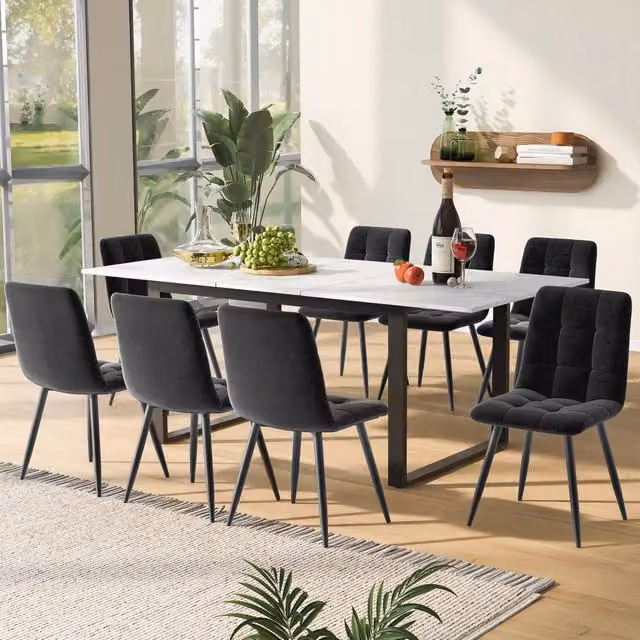 Set da pranzo con tavolo allungabile in MDF bianco