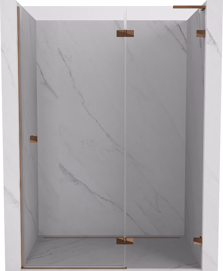 Mexen Lunar L porta doccia a battente destra 130 cm, trasparente, oro rosa - 834L-130-000-60-00-P