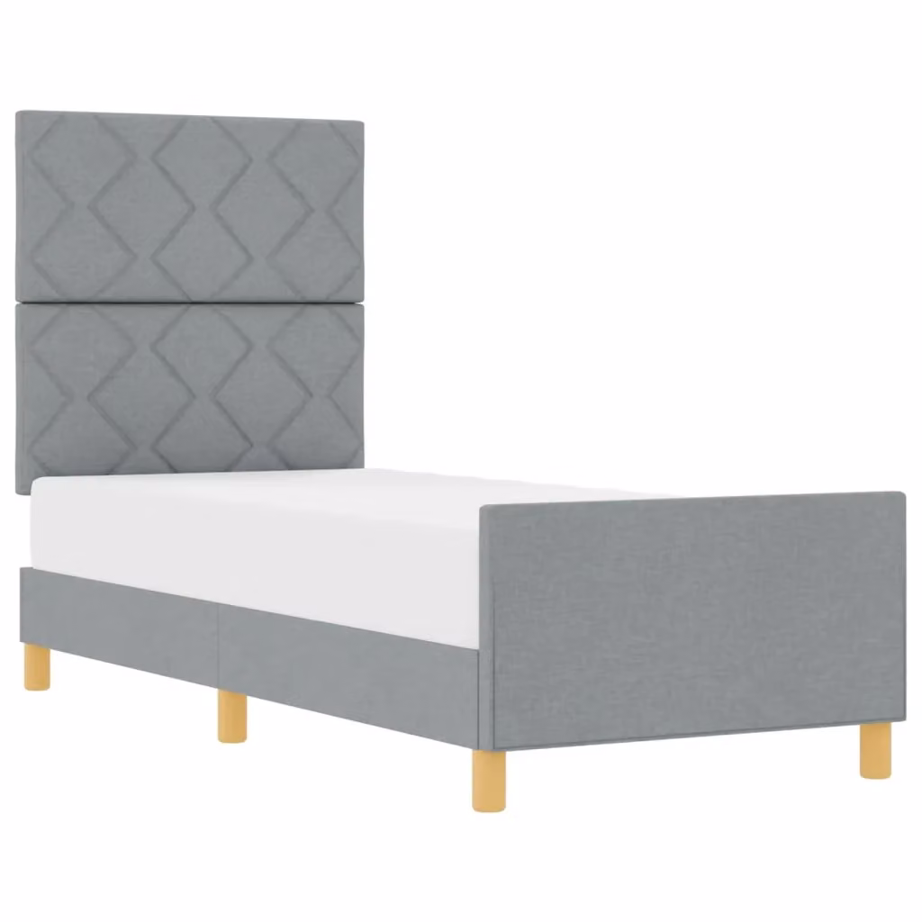Struttura del letto moderna vidaXL in tessuto grigio con legno e MDF, L 80 x P 200 cm – 2