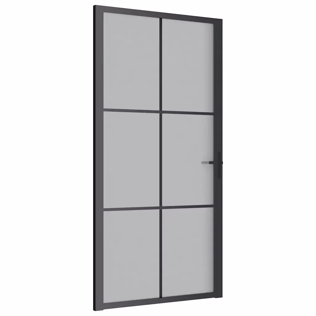 Porta Interna Scorrevole vidaXL in Vetro Trasparente e Alluminio Nero Opaco L: 102,5 cm, H: 201,5 cm – 2