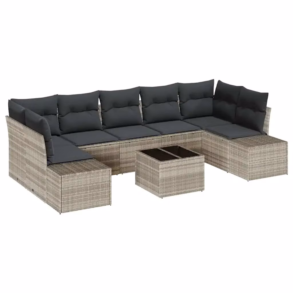 Set Divano da Giardino a L vidaXL in Polyrattan Grigio con Tavolino e Cuscini – 2