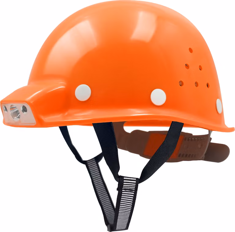 Mustbau MBU-ZC111-ORA elmetto da cantiere, elmetto di sicurezza, elmetto da lavoro, elmetto da operaio, luce di ricarica USB, 53-62 cm regolabile