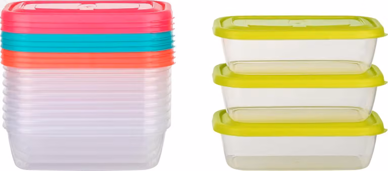 Set di 12 contenitori rettangolari con coperchio, ideali per l'uso in cucina