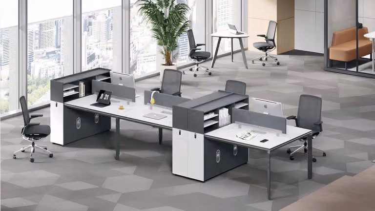 Scrivania grigio-bianca Scrivanie da ufficio esclusive Mobili ergonomici