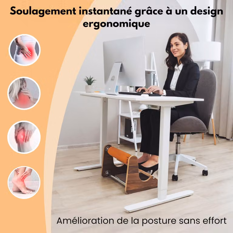 Poggiapiedi da scrivania con supporto per la caviglia, regolabile in altezza, antiscivolo, realizzato con materiali ecocompatibili, ideale per l'ufficio e per uso domestico