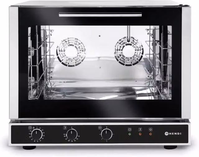 Forno combinato elettrico a convezione con iniezione di vapore Hendi in acciaio inox e vetro color argento