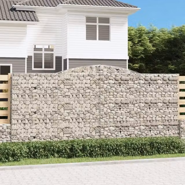 Set di 7 Cesti Gabbioni ad Arco Videx in Acciaio Zincato Argento L: 400 cm, P: 30 cm, H: 180/200 cm – 1
