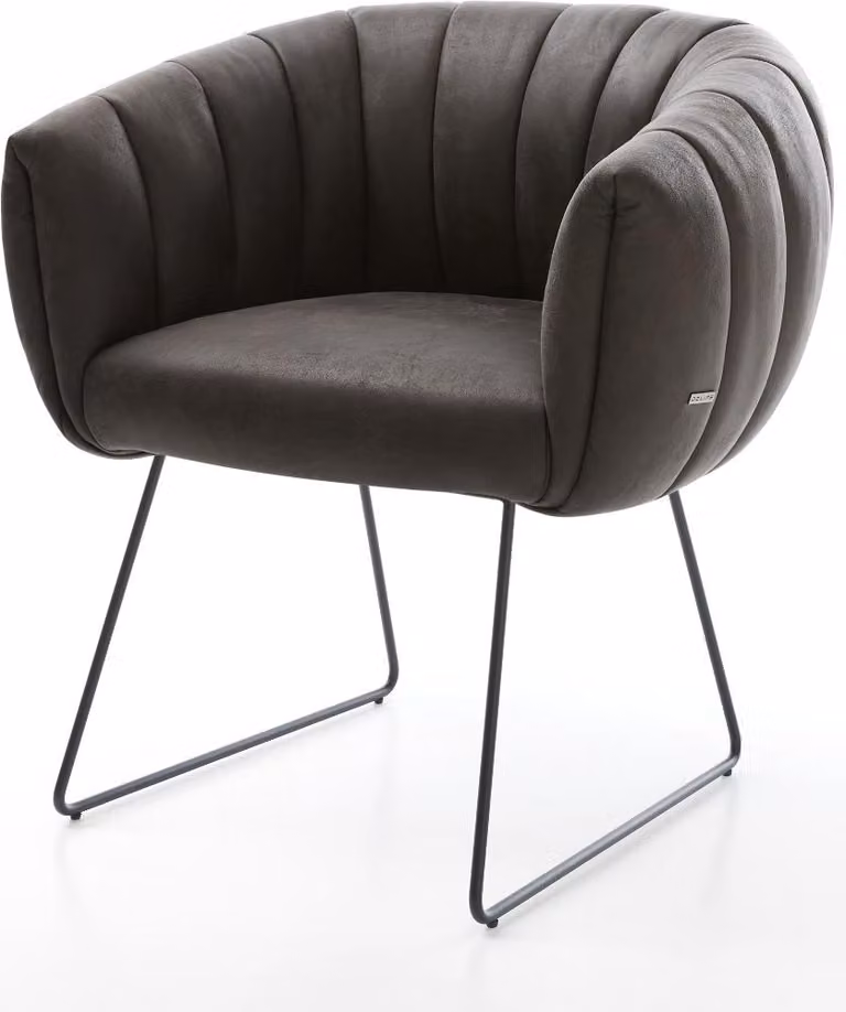 DELIFE Sedia da pranzo Jada-Flex Microfibra antracite Vintage Struttura a slitta nera Molle insacchettate