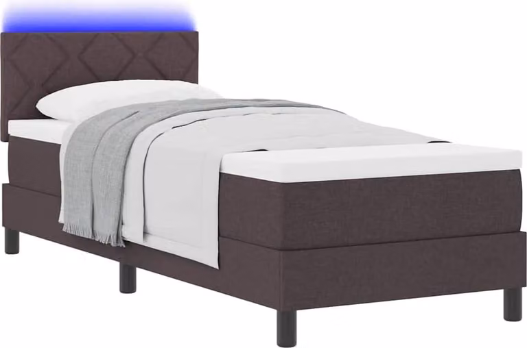 Letto a molle con materasso Marrone Scuro 80 x 200 cm Tessuto