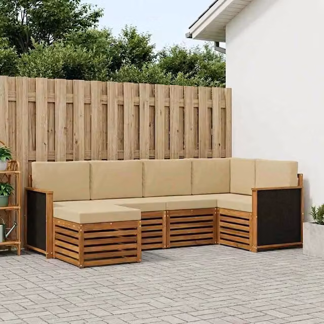 Set di divani da esterno 5 pz Naturale 3384554