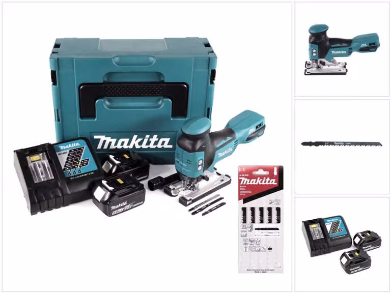 Makita DJV 181 RTJ Seghetto alternativo a batteria 18V Brushless + 2x batteria 5,0Ah + caricabatterie + 11x lama + Makpac
