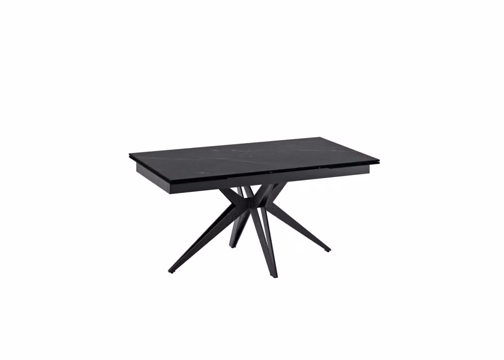 E-STYLO Tavolo allungabile in ceramica marmo nero con base a quattro gambe in metallo nero opaco L/P/H: 160/240 x 90 x 76 cm – 4