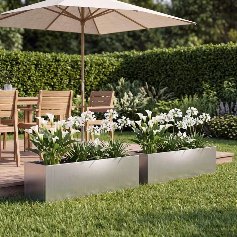 Set di 2 vasi da giardino vidaXL in acciaio zincato argento, H 100 x L 20 x P 20 cm
