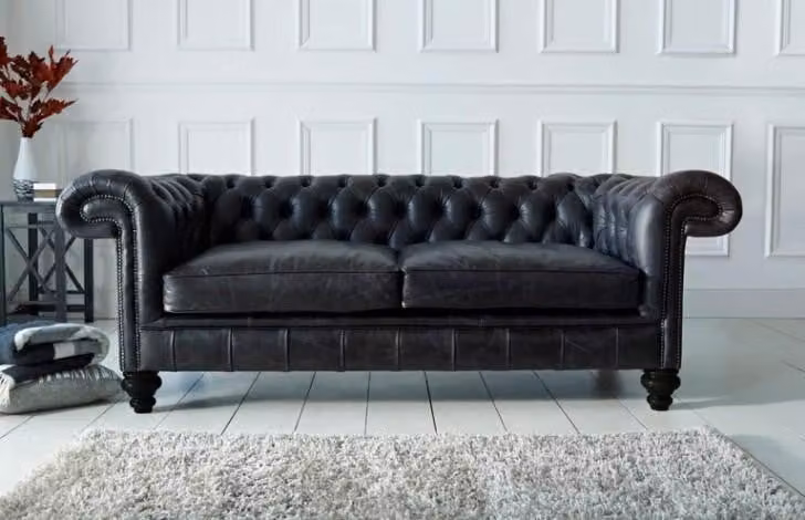 Chesterfield Design Luxus Polster Sofa Couch Sitz Garnitur Leder #258