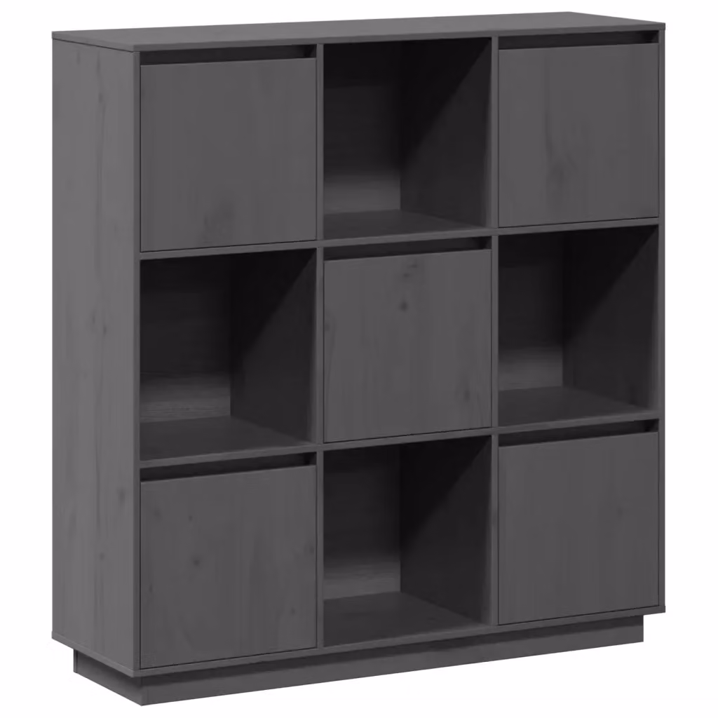 Credenza Moderna MercatoXL in Legno Massello di Pino Grigio L: 110,5 cm, P: 35 cm, H: 117 cm – 2