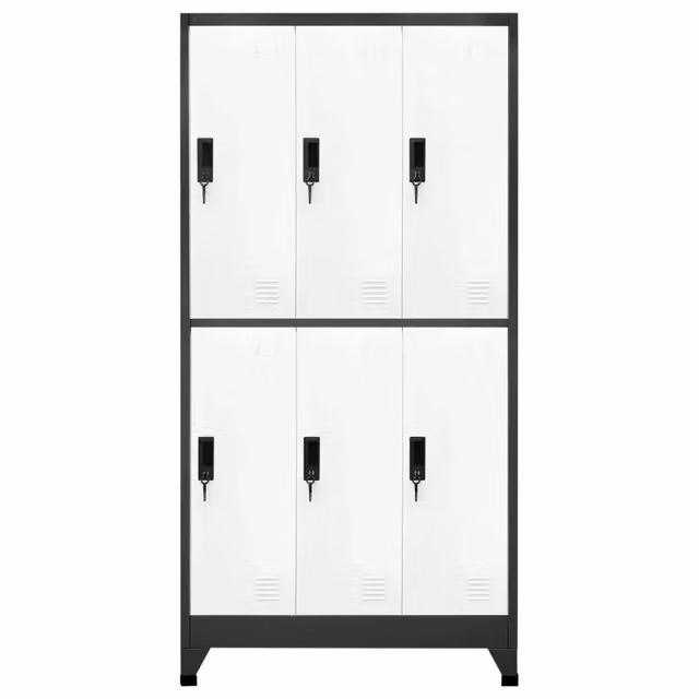 Armadietto moderno vidaXL in metallo con serratura e appendiabiti, colore antracite e bianco, L 90 cm x P 45 cm x H 180 cm