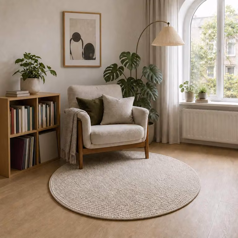 vidaXL Tappeto Crema Ø 120 cm 100% Poliestere 3 mm Lavabile