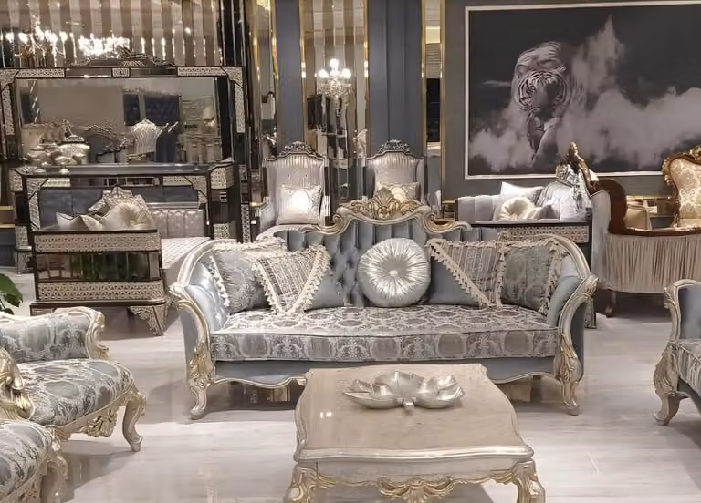 Dreisitzer Sofa 3 Sitz Couch Möbel Klassisch Sofas Stoff Stil Barock Rokoko