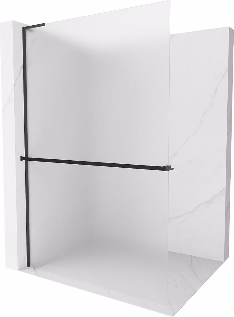 Mexen Kioto+ L parete doccia con mensola walk-in 100 x 200 cm, brina, nero - 800-100-123-70-30