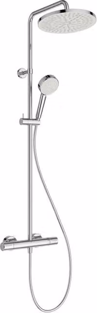 Colonna doccia con miscelatore termostatico Ideal Standard Ceratherm T25 N a vista, soffione rain e doccino, colore cromo
