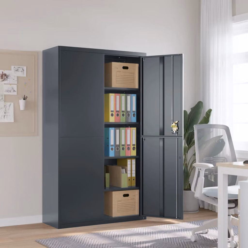Armadio Classificatore vidaXL in Acciaio Antracite con Ante a Battente e Serratura L/P/H: 105 x 40 x 180 cm