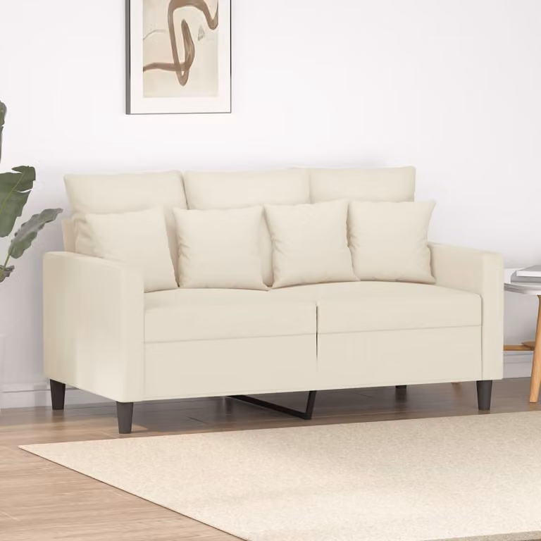 Divano a due posti, colore crema, in velluto, collezione Maison Exclusive, dimensioni 120 cm