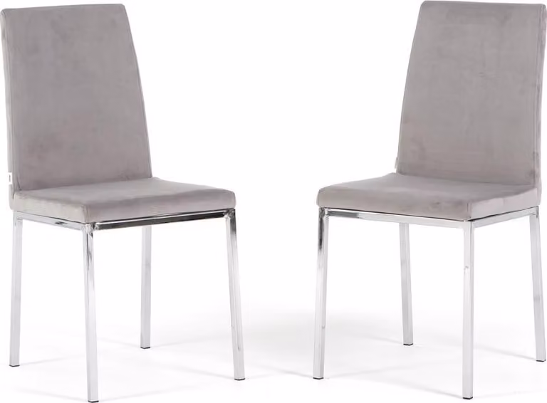 Set di 2 sedie da interno in velluto con schienale alto e gambe in metallo - design moderno ed elegante per cucina, sala da pranzo, camera da letto, bar e ristorante - ALMA - grigio chiaro/argento