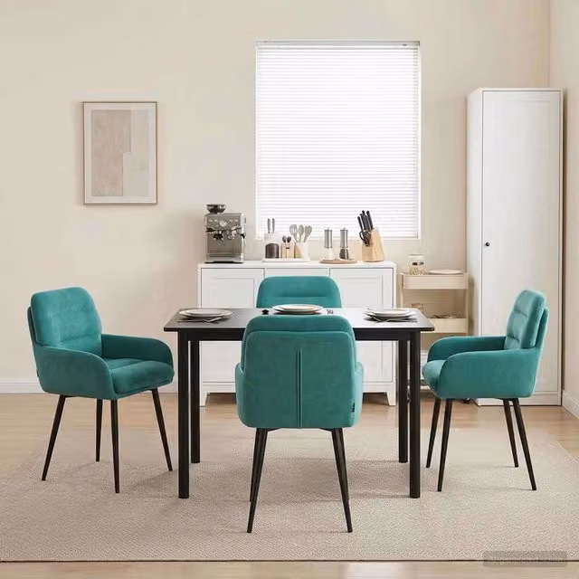 Set di 4 sedie da pranzo moderne vidaXL in velluto turchese L: 59 cm, P: 59,5 cm, H: 90 cm – 1