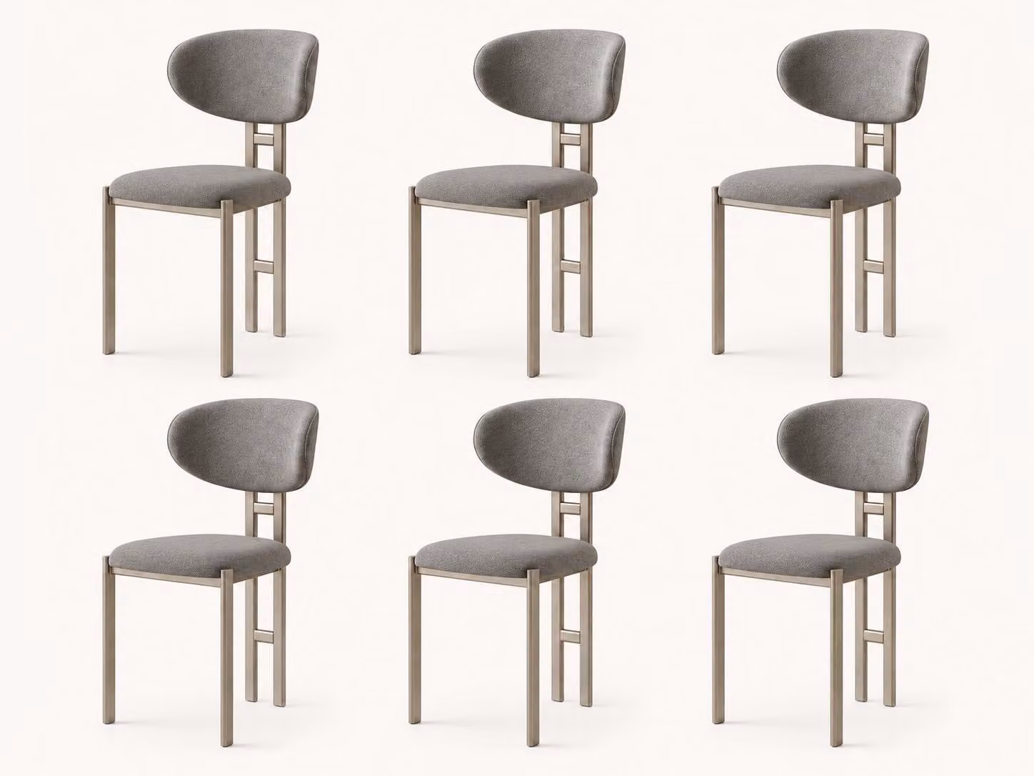Set di 6 sedie, design moderno, imbottitura in tessuto, colore beige, confortevoli e morbide
