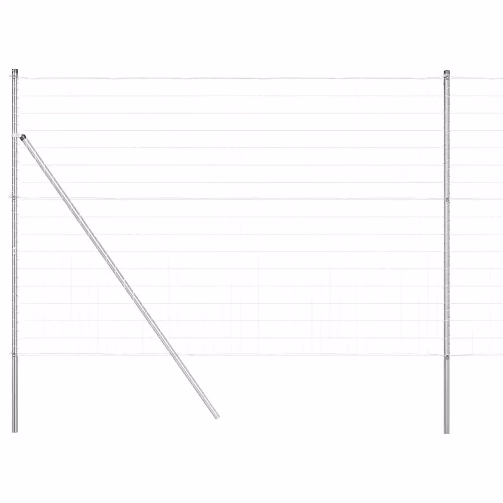 Recinzione da esterno vidaXL in acciaio zincato e PVC argento, fissaggio a terra, L: 10 m, H: 1,6 m – 2