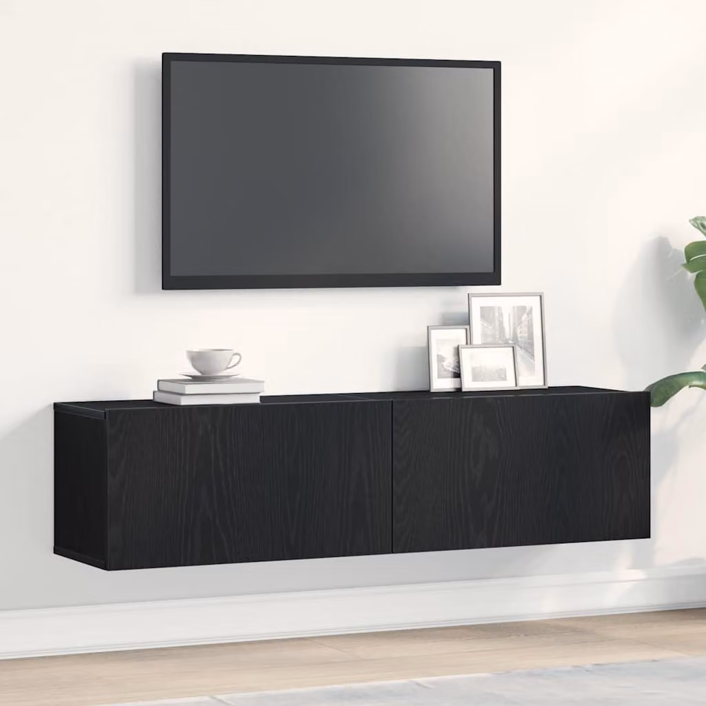 Mobile TV vidaXL Rovere Nero in Legno Multistrato e MDF L: 120 cm, P: 30 cm, H: 30,5 cm