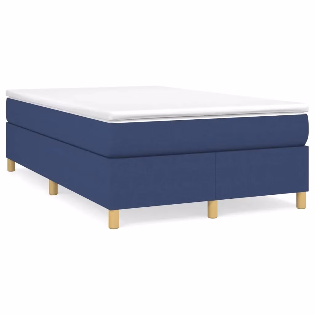 Letto Ibrido vidaXL con Giroletto a Molle e Materasso in Tessuto Blu e Bianco L/P: 120 x 200 cm – 2