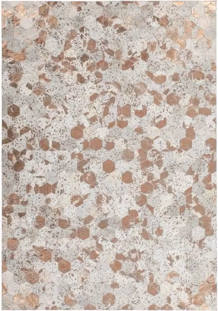 Tappeto in pelle fatto a mano Dazzle Avorio e Cromo