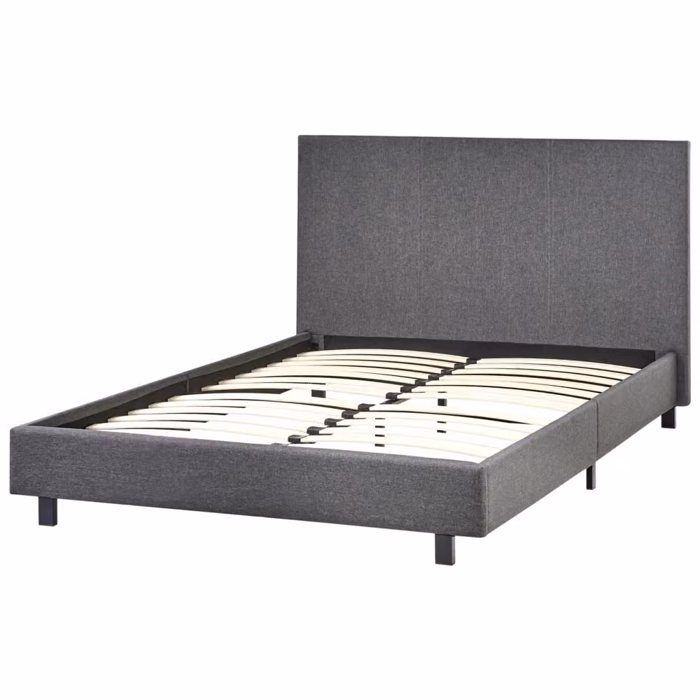 Letto Beliani moderno in tessuto grigio e nero con struttura imbottita e doghe a rete L/P/H: 200 x 120 x 135 cm – 2
