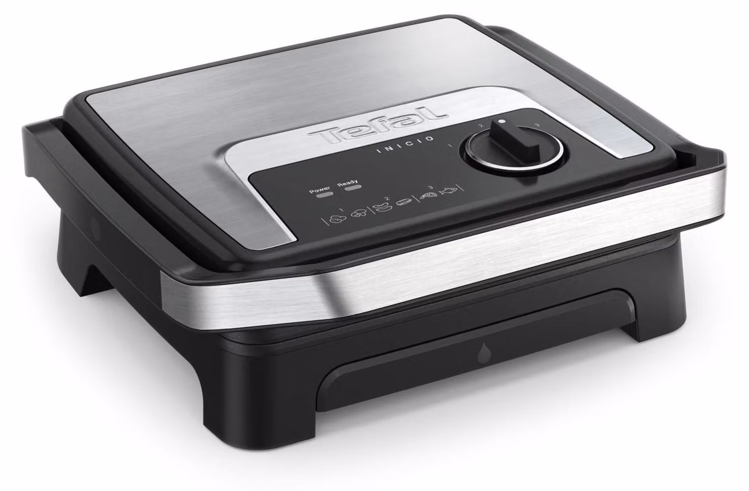 TEFAL Inicio Adjust GC272D10, Nero, Acciaio inox, Rettangolare, Comando rotante, Griglia di cottura, 290 x 260 mm, 1 zona(e)