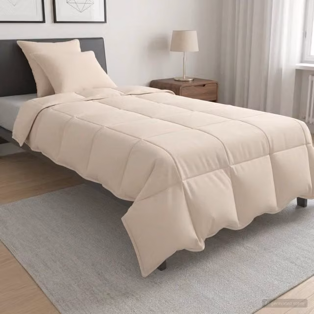 Set di 2 piumoni vidaXL per tutte le stagioni in cotone e fibra di kapok, beige, L 155 x L 220 cm