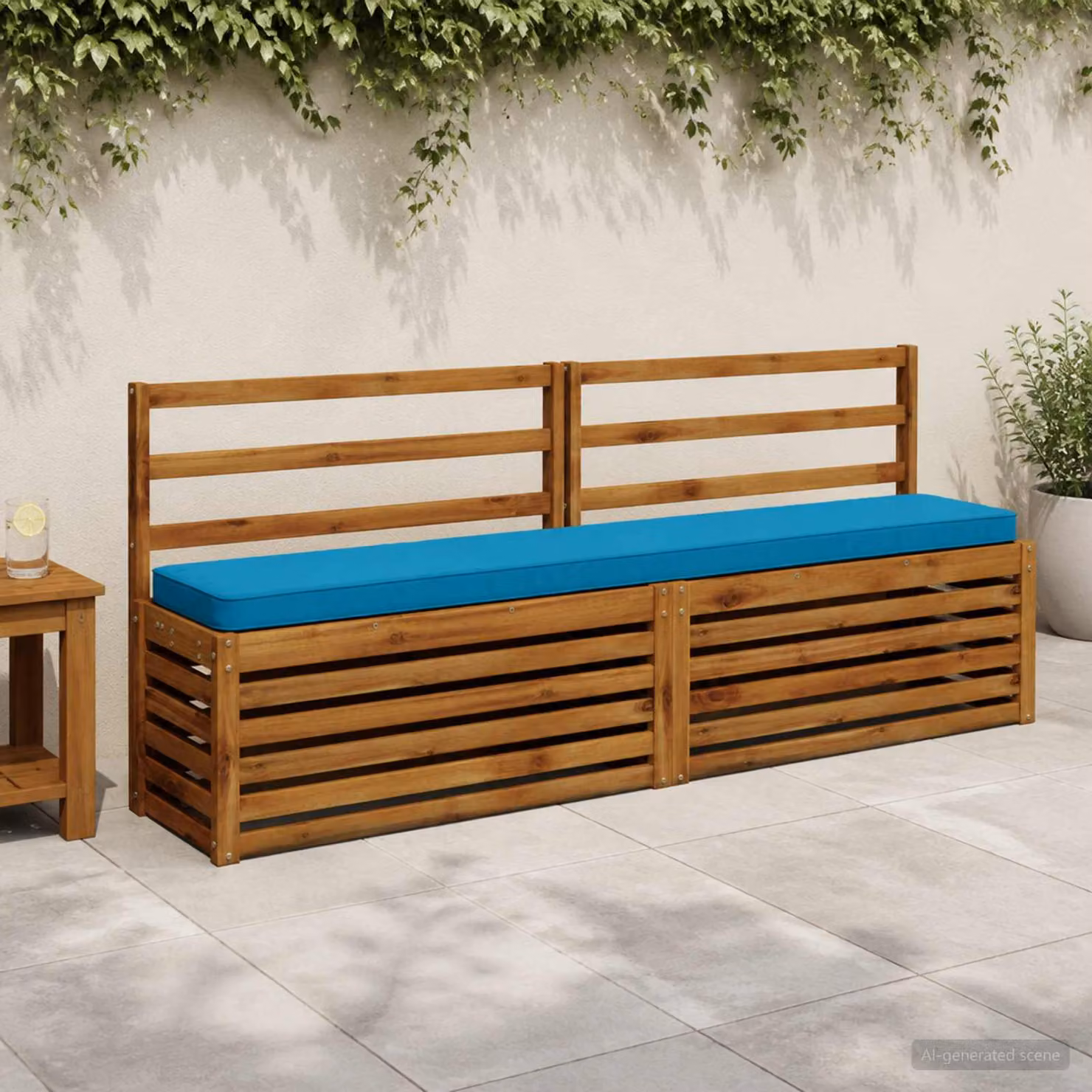 Set di 2 cuscini per panchina vidaXL in poliestere blu con rivestimento rimovibile e resistente ai raggi UV