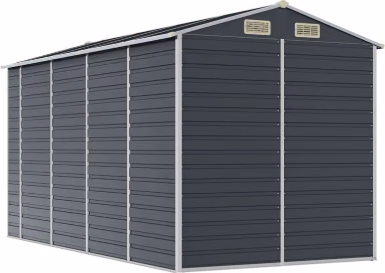 Capanno da Giardino Antracite 191x385x198cm in Acciaio Zincato