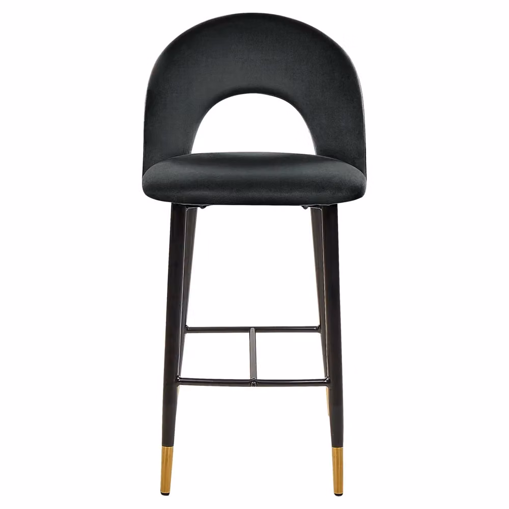 Set di 2 sedie da bar BELIANI in velluto rosso e nero con struttura in metallo dorato design retrò – 2