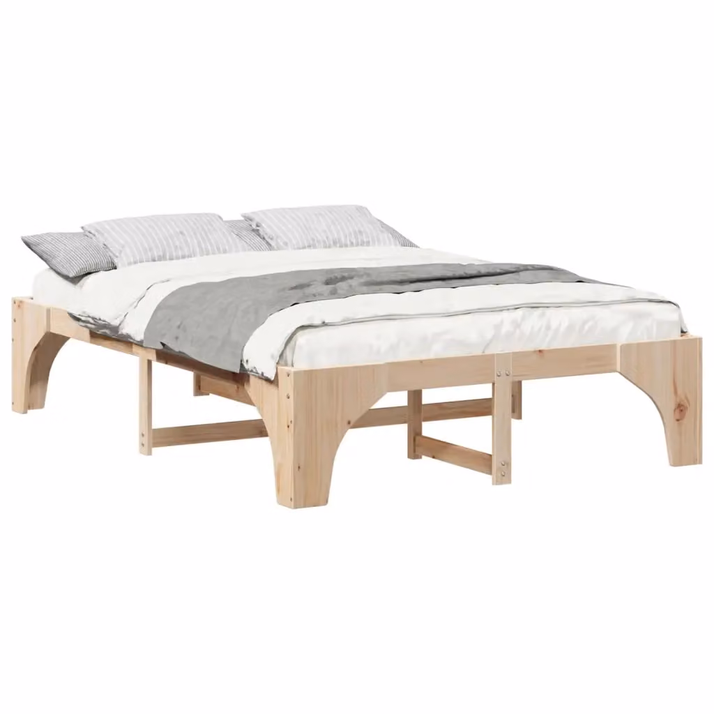 Struttura letto moderno vidaXL in pino massello marrone L: 160 cm, P: 200 cm, H: 207 cm – 2