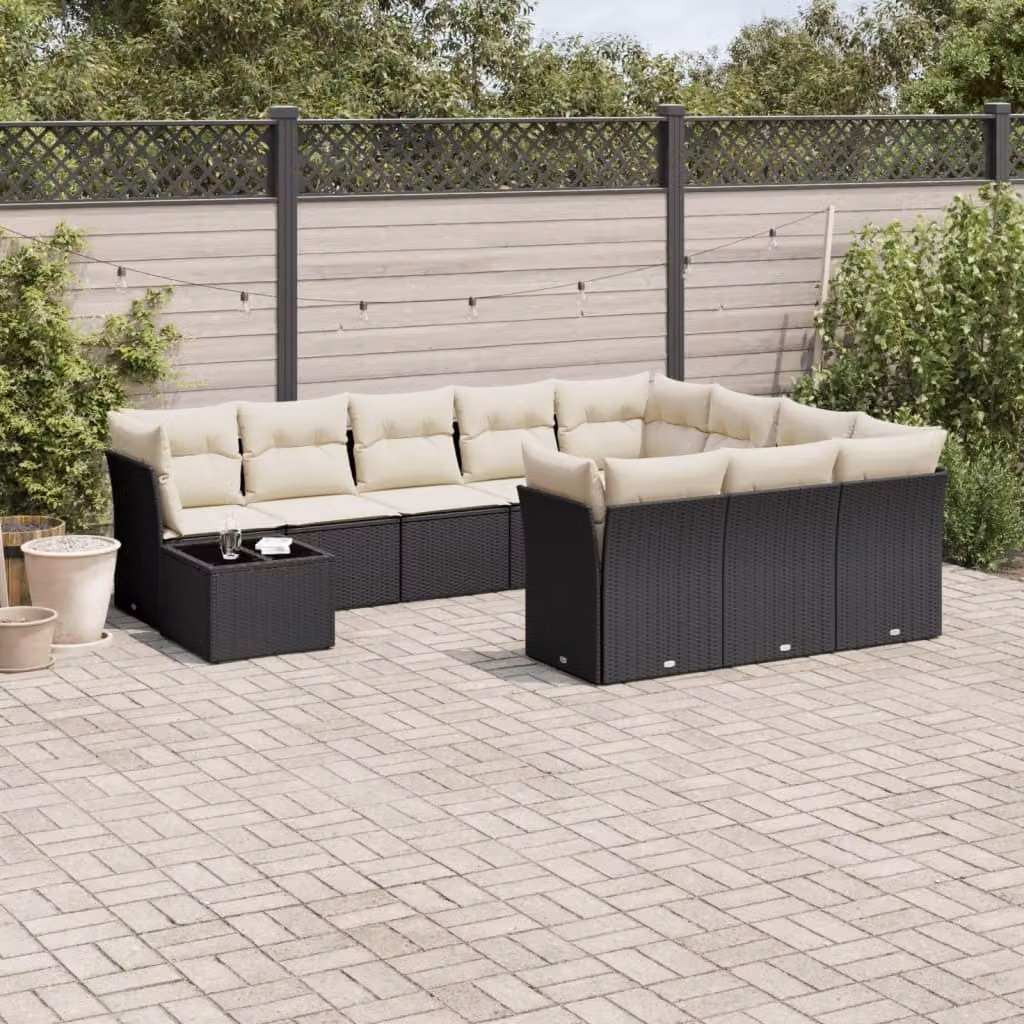 Maison Exclusive - Set da giardino 11 pezzi con cuscini in poly rattan nero