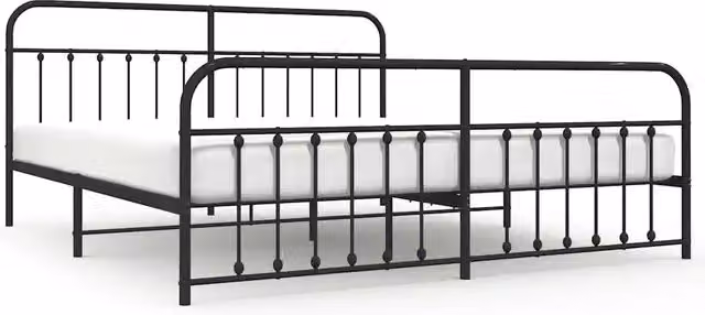 Letto matrimoniale con testiera e pediera in metallo nero L: 198 cm, P: 207 cm – 1