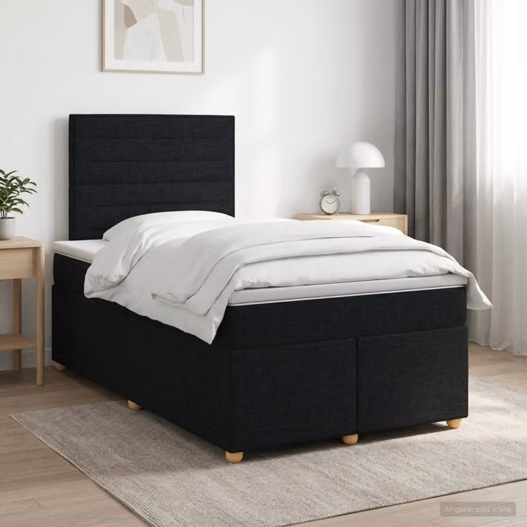 Letto box spring con materasso vidaXL in tessuto nero L: 120 cm, P: 200 cm, H: 40,5 cm
